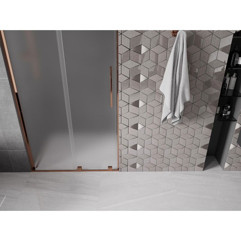 Mexen Velar L sliding shower doors 90 cm, frosted, rose gold - 871-090-003-31-60
