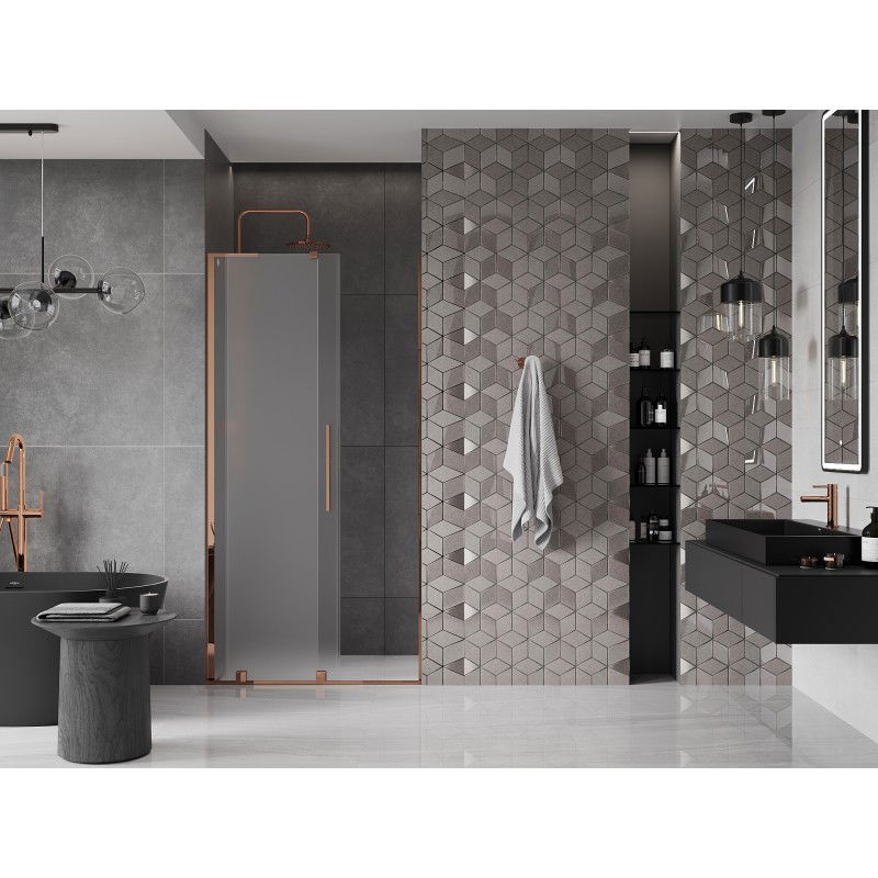 Mexen Velar L sliding shower doors 90 cm, frosted, rose gold - 871-090-003-31-60