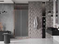 Mexen Velar L sliding shower doors 90 cm, frosted, rose gold - 871-090-003-31-60