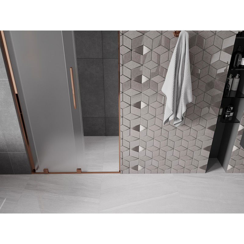 Mexen Velar L sliding shower door 110 cm, frosted, rose gold - 871-110-003-31-60