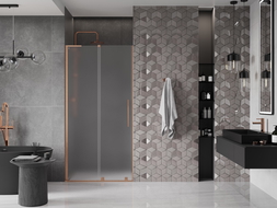 Mexen Velar L 90 cm Sliding Shower Door, Frosted, Brushed Copper - 871-090-003-31-65