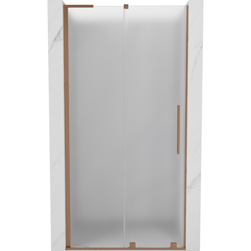 Mexen Velar L Sliding Shower Door 100 cm, Frosted, Brushed Copper - 871-100-003-31-65