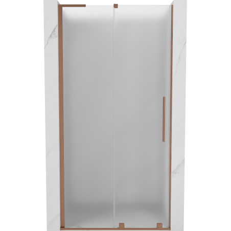 Mexen Velar L Sliding Shower Door 100 cm, Frosted, Brushed Copper - 871-100-003-31-65