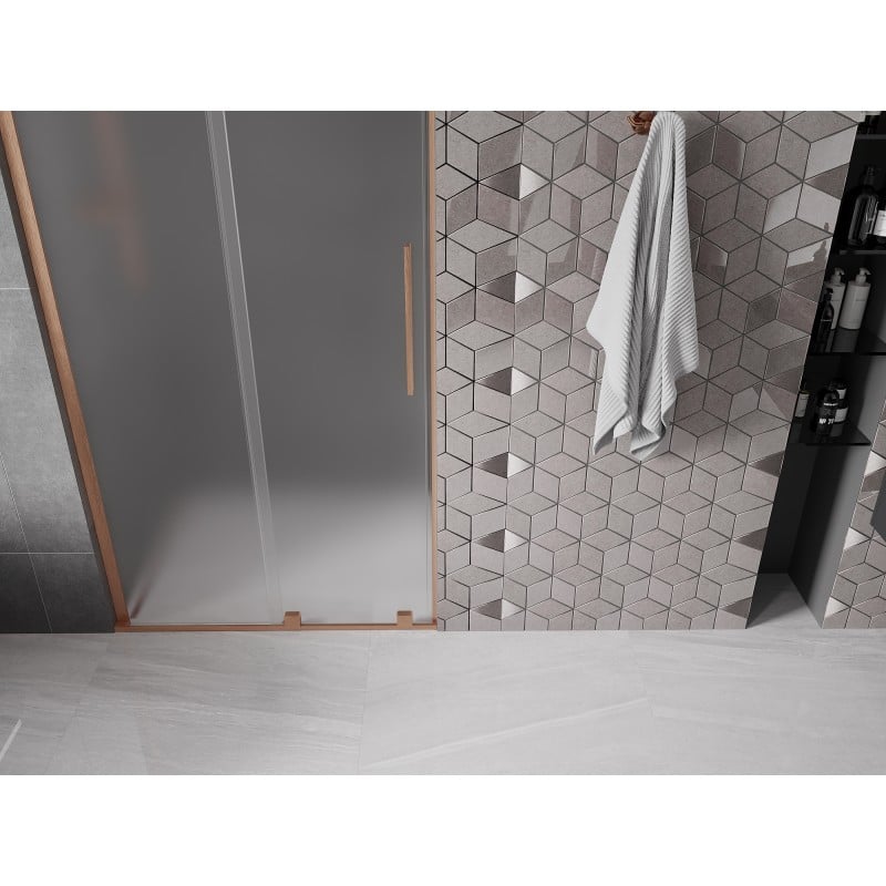 Mexen Velar L sliding shower door 120 cm, frost, brushed copper - 871-120-003-31-65