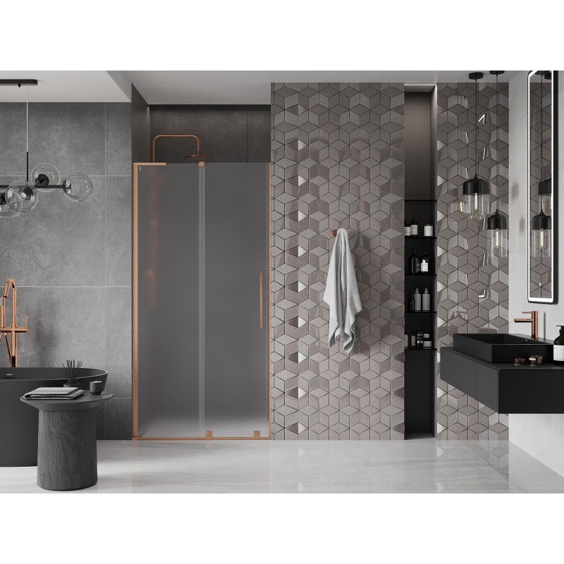 Mexen Velar L sliding shower door 110 cm, frosted, brushed copper - 871-110-003-31-65