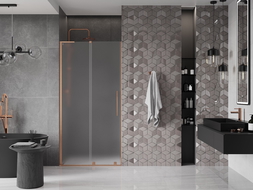 Mexen Velar L sliding shower door 120 cm, frost, brushed copper - 871-120-003-31-65