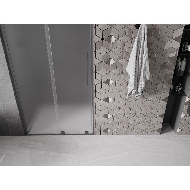 Mexen Velar L sliding shower door 90 cm, frosted, gun metal - 871-090-003-31-95