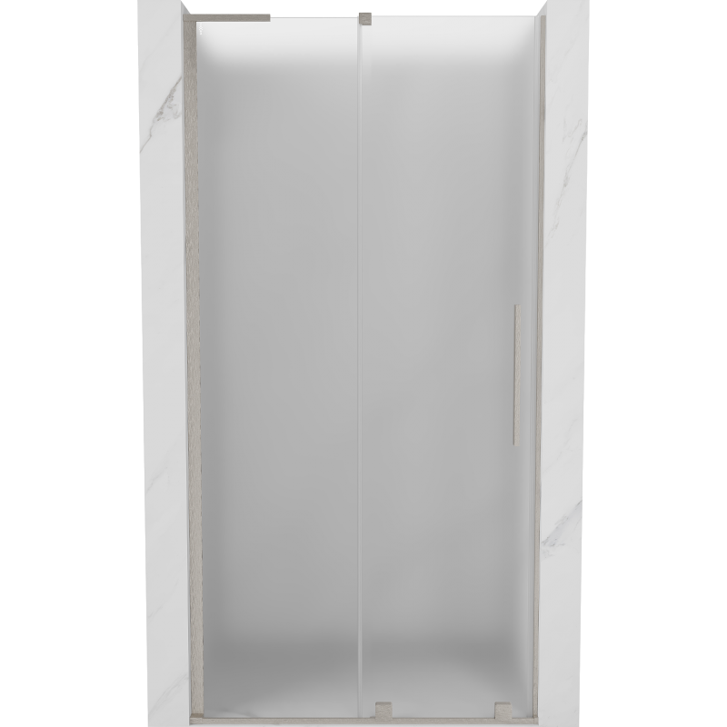 Mexen Velar L Sliding Shower Door 110 cm, Frosted, Brushed Nickel - 871-110-003-31-97