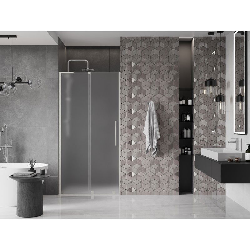 Mexen Velar L sliding shower door 120 cm, frost, brushed nickel - 871-120-003-31-97