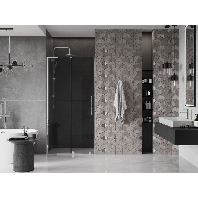 Mexen Velar L sliding shower door 90 cm, graphite, chrome - 871-090-003-41-01