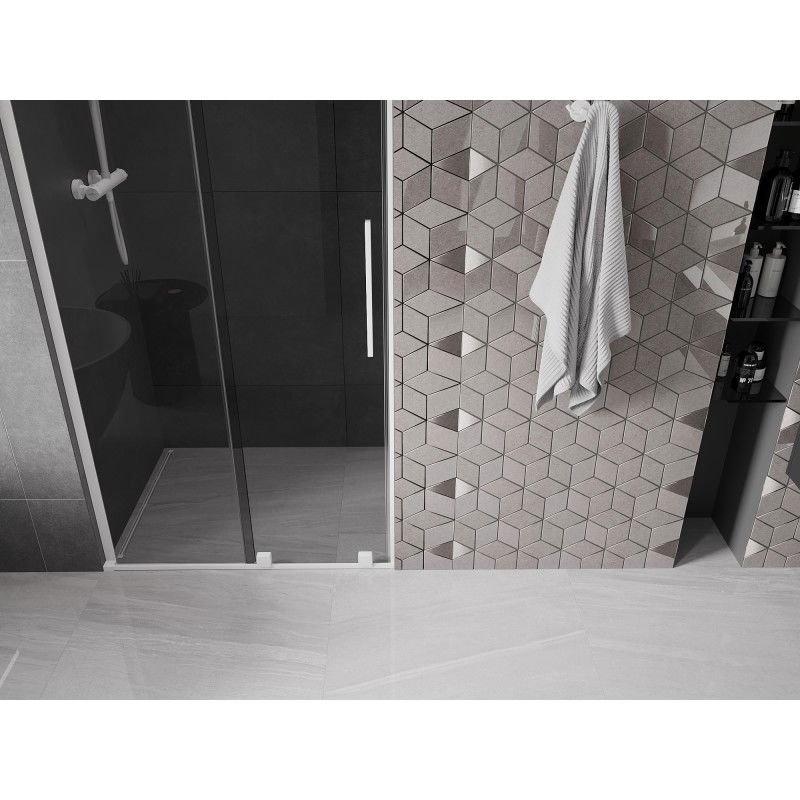 Mexen Velar L 90 cm Sliding Shower Door, Graphite, White - 871-090-003-41-20