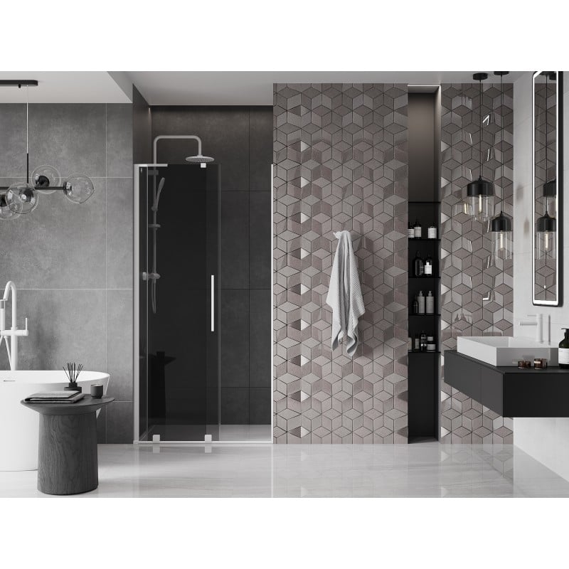 Mexen Velar L sliding shower door 120 cm, graphite, white - 871-120-003-41-20