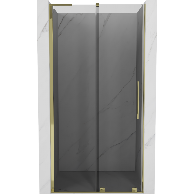 Mexen Velar L sliding shower door 100 cm, graphite, gold - 871-100-003-41-50