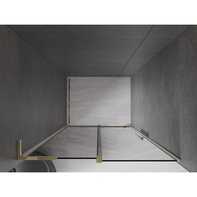 Mexen Velar L sliding shower door 120 cm, graphite, gold - 871-120-003-41-50