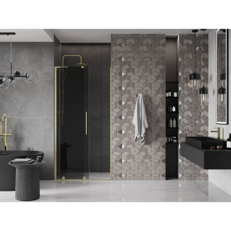 Mexen Velar L sliding shower door 110 cm, graphite, brushed gold - 871-110-003-41-55