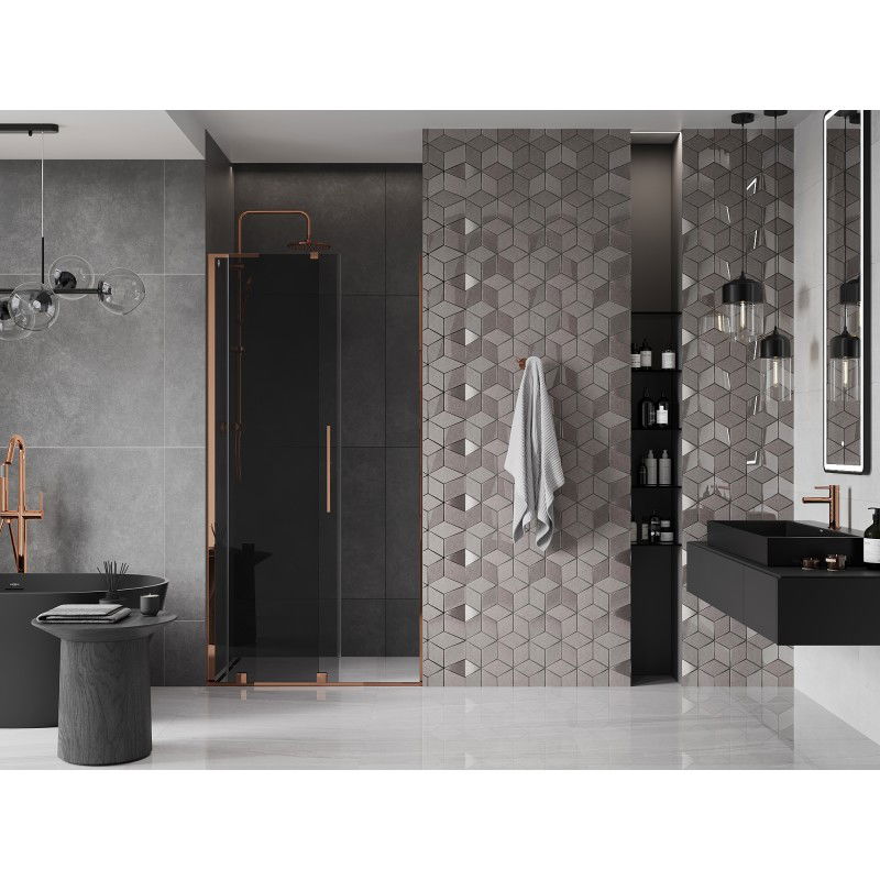 Mexen Velar L sliding shower door 90 cm, graphite, rose gold - 871-090-003-41-60