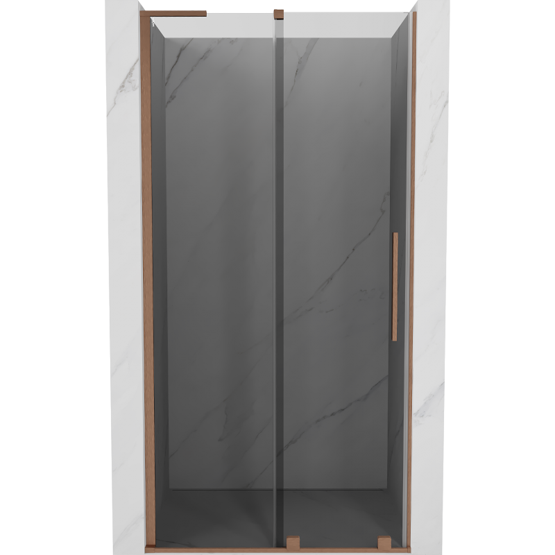 Mexen Velar L Sliding Shower Door 90 cm, Graphite, Brushed Copper - 871-090-003-41-65