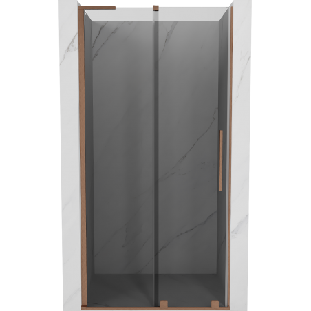 Mexen Velar L Sliding Shower Door 90 cm, Graphite, Brushed Copper - 871-090-003-41-65