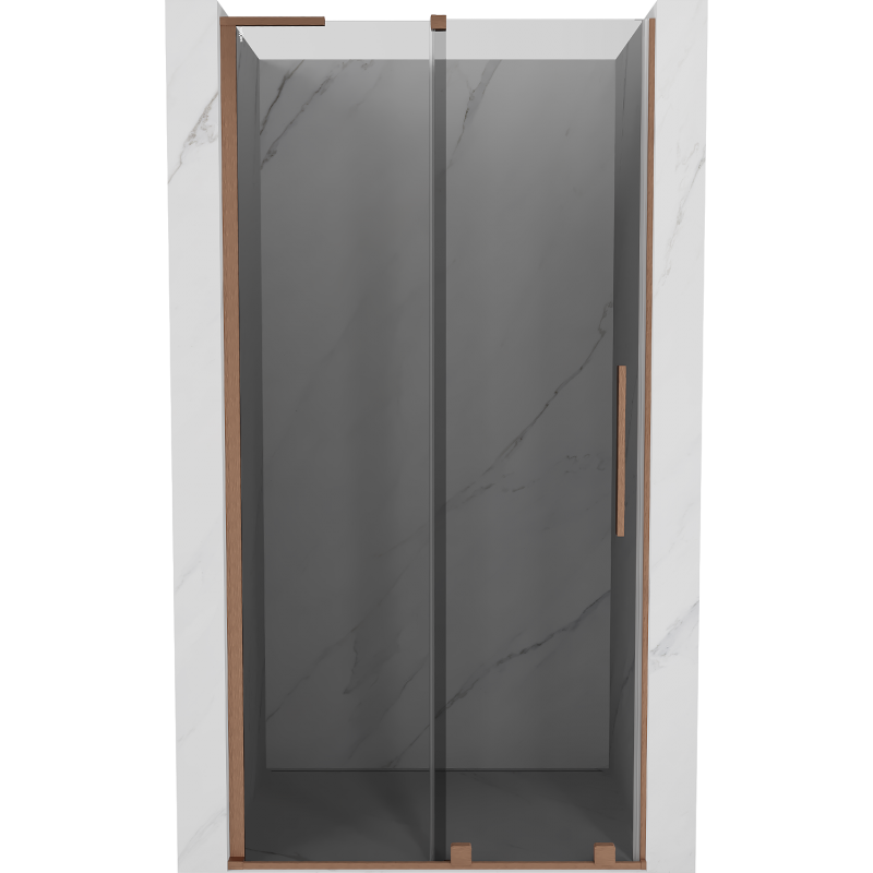 Mexen Velar L Sliding Shower Door 120 cm, Graphite, Brushed Copper - 871-120-003-41-65
