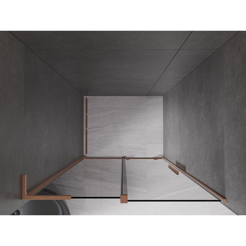Mexen Velar L sliding shower door 100 cm, graphite, brushed copper - 871-100-003-41-65
