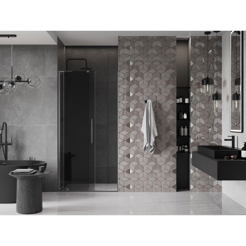 Mexen Velar L sliding shower doors 90 cm, graphite, brushed gun gray - 871-090-003-41-66