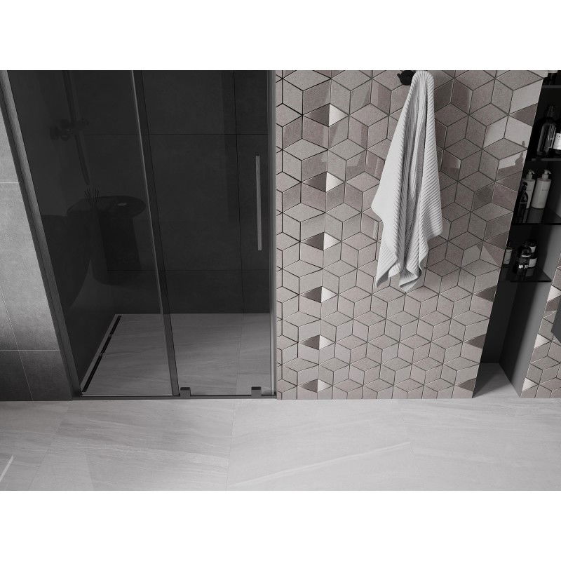 Mexen Velar L sliding shower door 110 cm, graphite, brushed gun gray - 871-110-003-41-66