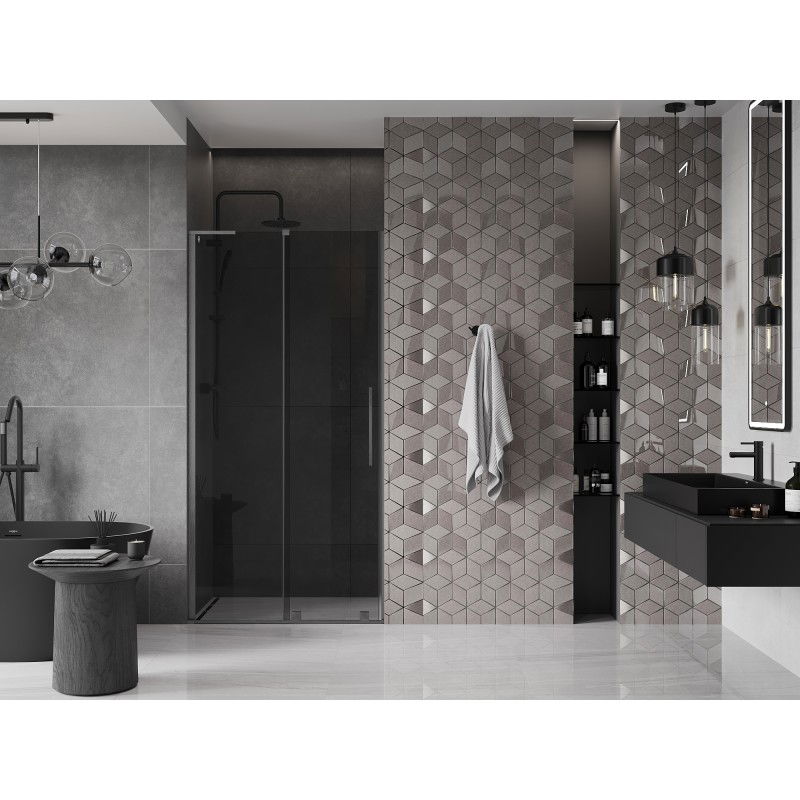 Mexen Velar L sliding shower doors 100 cm, graphite, brushed gun gray - 871-100-003-41-66