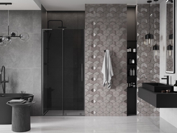 Mexen Velar L sliding shower doors 100 cm, graphite, brushed gun gray - 871-100-003-41-66