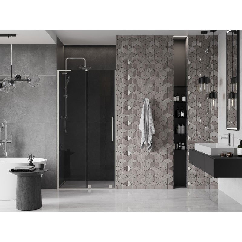 Mexen Velar L sliding shower door 120 cm, graphite, brushed nickel - 871-120-003-41-97