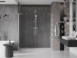 Mexen Velar L Duo sliding shower door 180 cm, transparent, chrome - 871-180-003-02-01