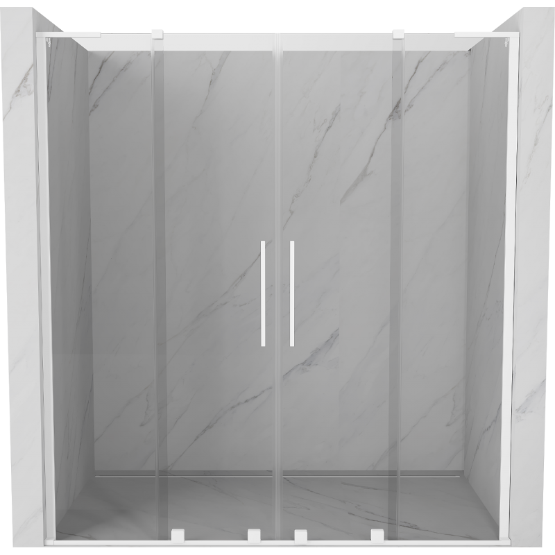 Mexen Velar L Duo sliding shower door 200 cm, transparent, white - 871-200-003-02-20