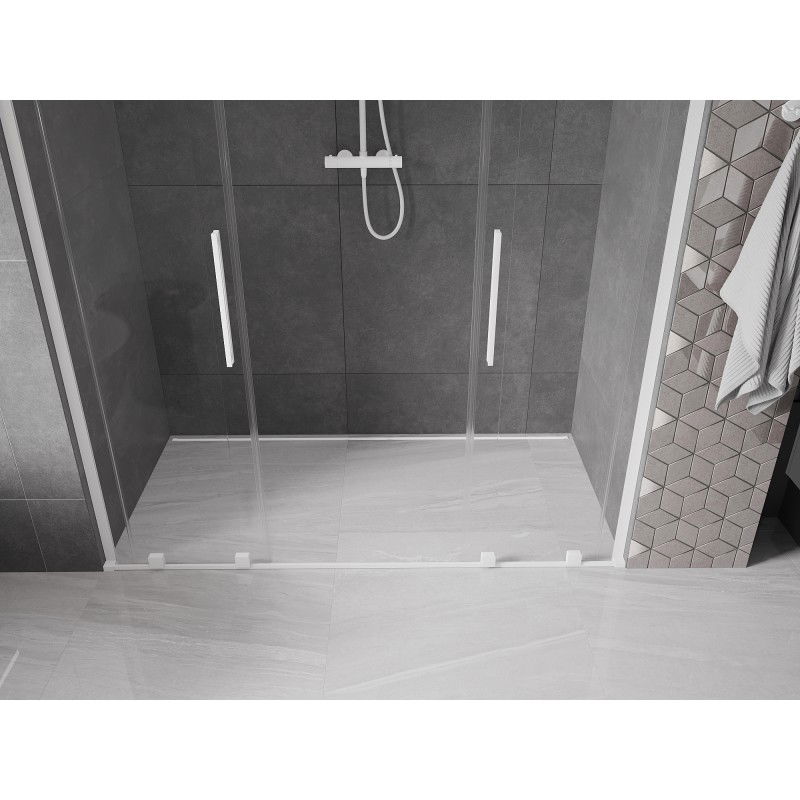 Mexen Velar L Duo 200 cm sliding shower doors, transparent, white - 871-200-003-02-20