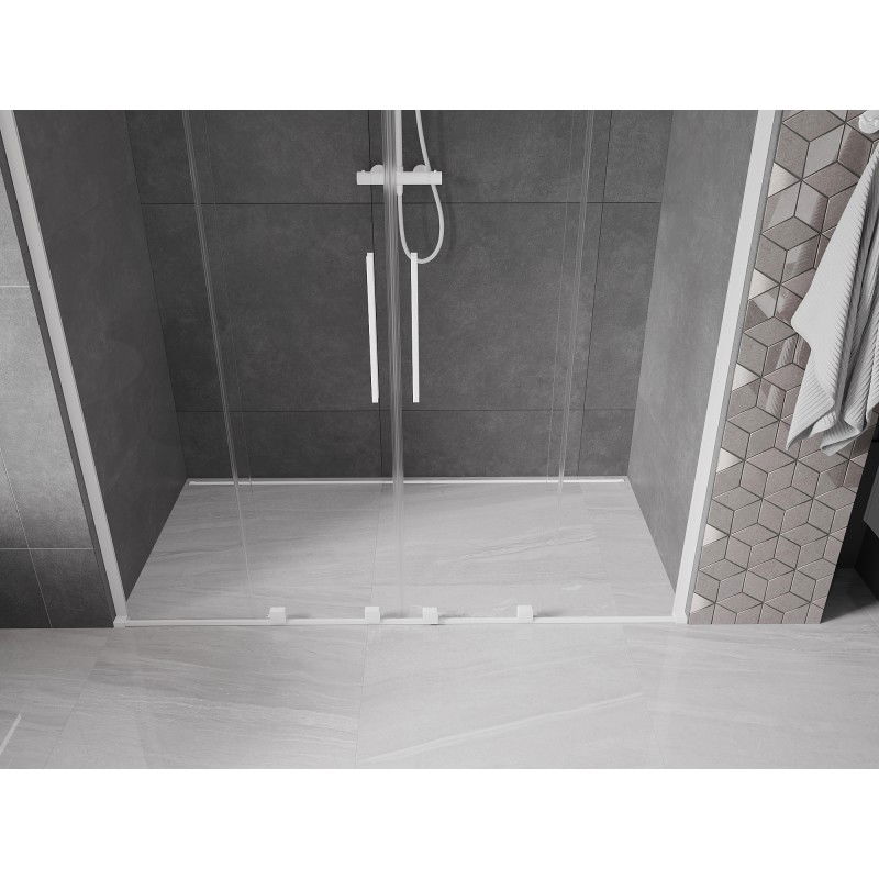 Mexen Velar L Duo 200 cm sliding shower doors, transparent, white - 871-200-003-02-20