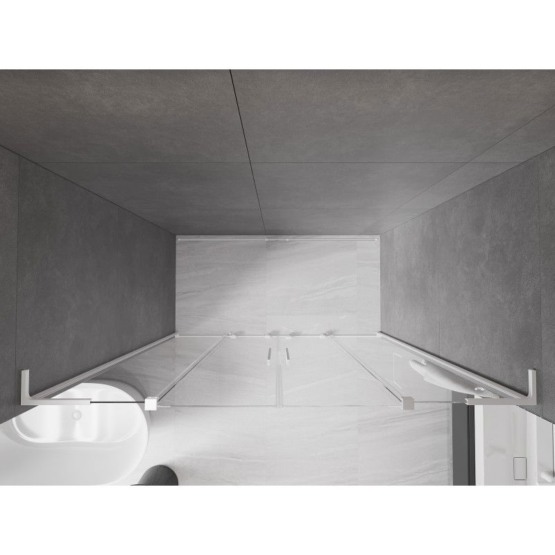 Mexen Velar L Duo 200 cm sliding shower doors, transparent, white - 871-200-003-02-20