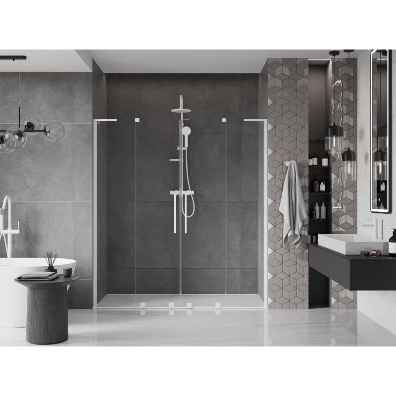 Mexen Velar L Duo sliding shower door 180 cm, transparent, white - 871-180-003-02-20