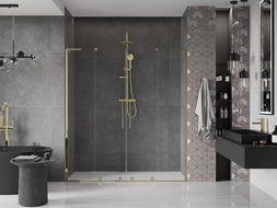 Mexen Velar L Duo sliding shower doors 170 cm, transparent, gold - 871-170-003-02-50