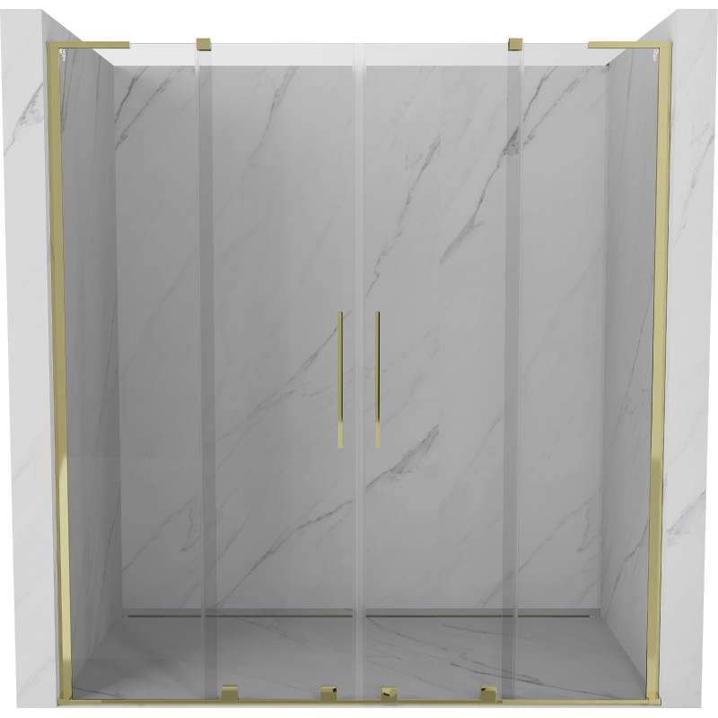 Mexen Velar L Duo sliding shower door 200 cm, transparent, gold - 871-200-003-02-50
