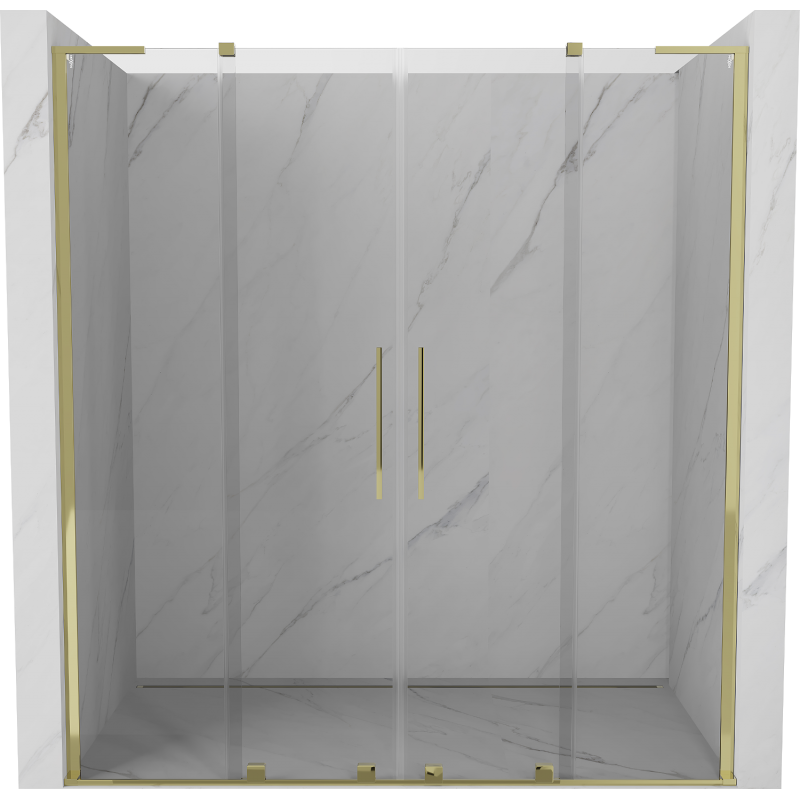Mexen Velar L Duo sliding shower doors 200 cm, transparent, gold - 871-200-003-02-50
