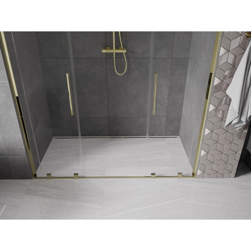 Mexen Velar L Duo sliding shower door 200 cm, transparent, gold - 871-200-003-02-50