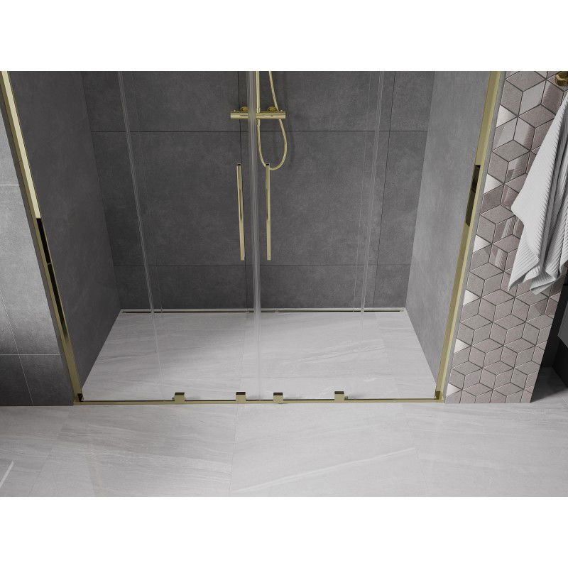 Mexen Velar L Duo sliding shower doors 180 cm, transparent, gold - 871-180-003-02-50