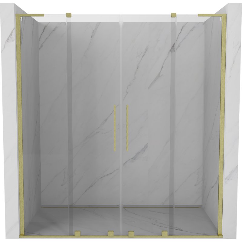 Mexen Velar L Duo sliding shower door 180 cm, transparent, brushed gold - 871-180-003-02-55