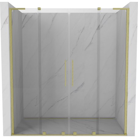 Mexen Velar L Duo sliding shower door 180 cm, transparent, brushed gold - 871-180-003-02-55