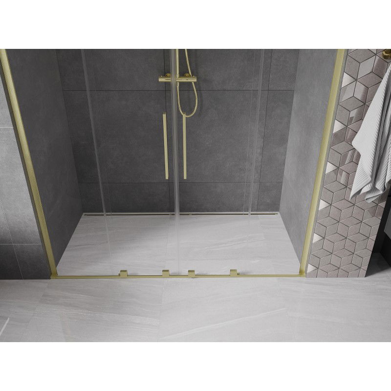 Mexen Velar L Duo sliding shower doors 170 cm, transparent, brushed gold - 871-170-003-02-55