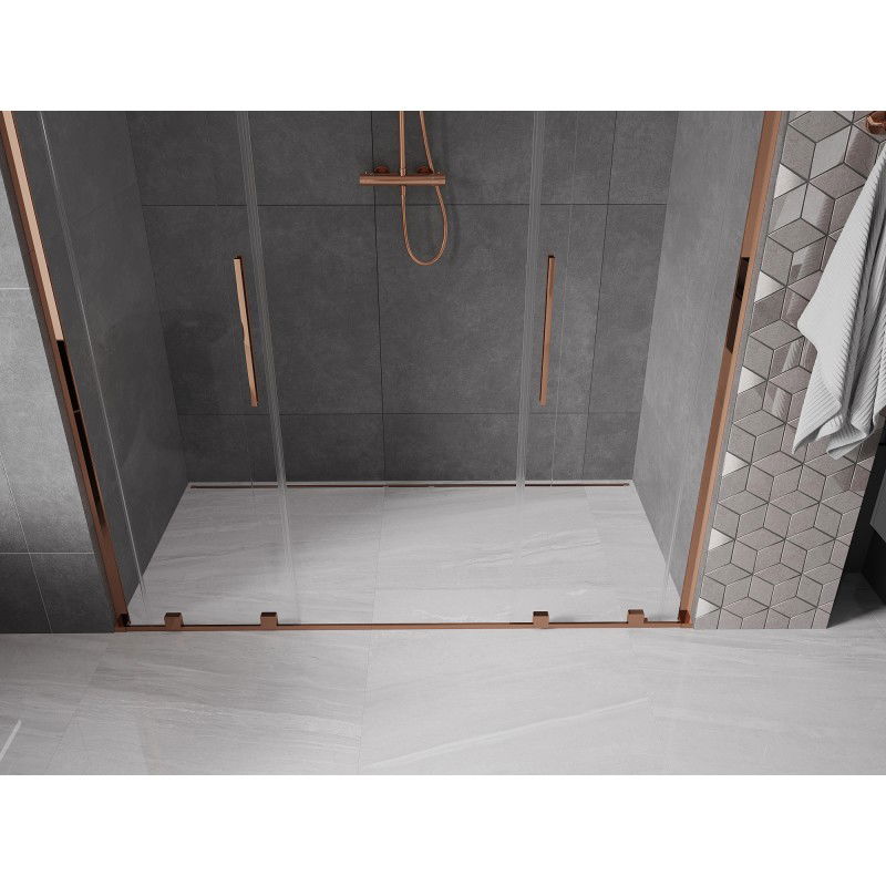 Mexen Velar L Duo sliding shower doors 180 cm, transparent, rose gold - 871-180-003-02-60