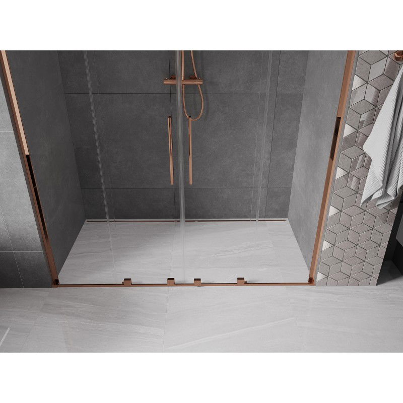 Mexen Velar L Duo Sliding Shower Door 200 cm, Transparent, Rose Gold - 871-200-003-02-60