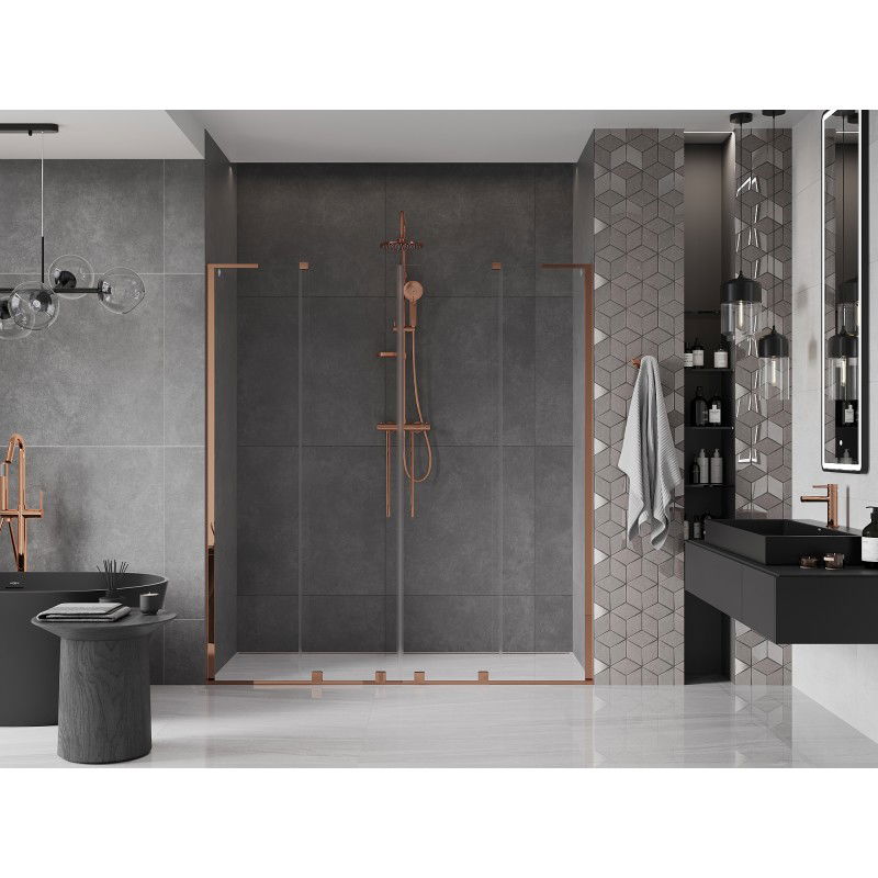 Mexen Velar L Duo Sliding Shower Door 200 cm, Transparent, Rose Gold - 871-200-003-02-60