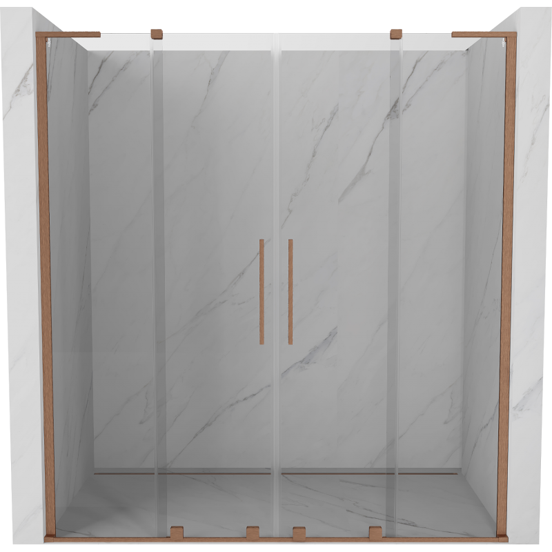 Mexen Velar L Duo sliding shower door 180 cm, transparent, brushed copper - 871-180-003-02-65