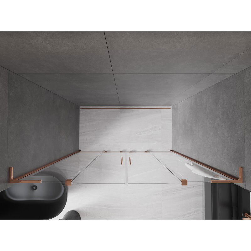 Mexen Velar L Duo Sliding Shower Door 200 cm, Transparent, Rose Gold - 871-200-003-02-60