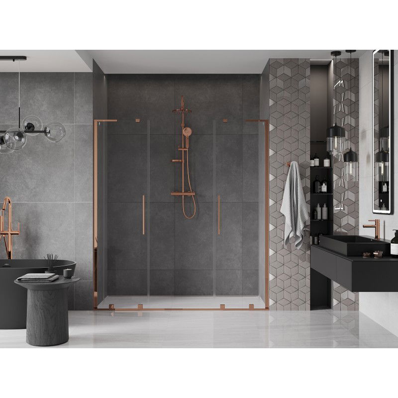 Mexen Velar L Duo Sliding Shower Door 200 cm, Transparent, Rose Gold - 871-200-003-02-60