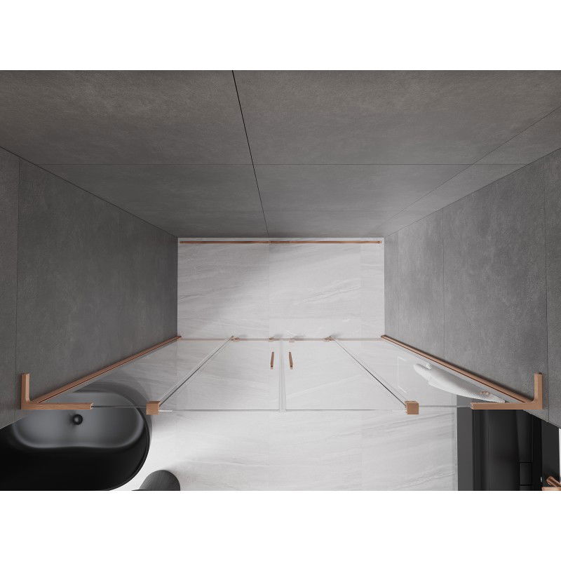 Mexen Velar L Duo sliding shower door 180 cm, transparent, brushed copper - 871-180-003-02-65